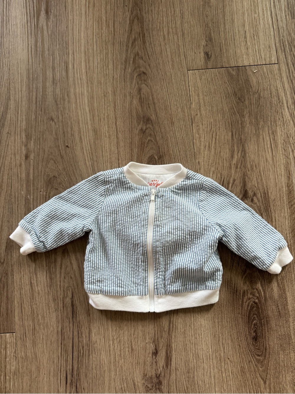 Baby Corded Zip Jacket - Light Blue & White